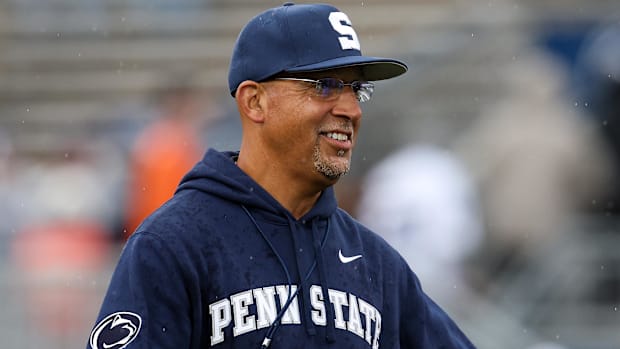 Penn State Nittany Lions head coach James Franklin walks on the field prior to the game against the FIU Panthers.