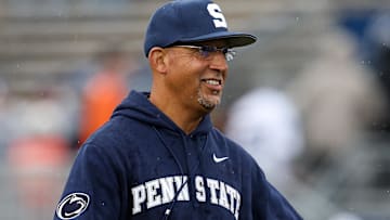 Sep 6, 2025; University Park, Pennsylvania, USA; Penn State Nittany Lions head coach James Franklin walks on the field prior to the game against the Florida International Panthers at Beaver Stadium. Mandatory Credit: Matthew O'Haren-Imagn Images
