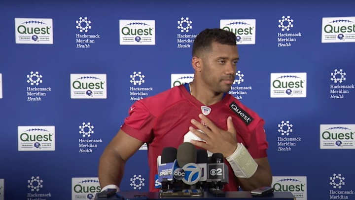 New York Giants quarterback Russell Wilson on June 5, 2025. New York Giants quarterback Russell Wilson on June 5, 2025.