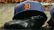 Mar 30, 2019; Toronto, Ontario, CAN; The hat and glove of a Detroit Tigers player before a game against the Toronto Blue Jays at Rogers Centre.