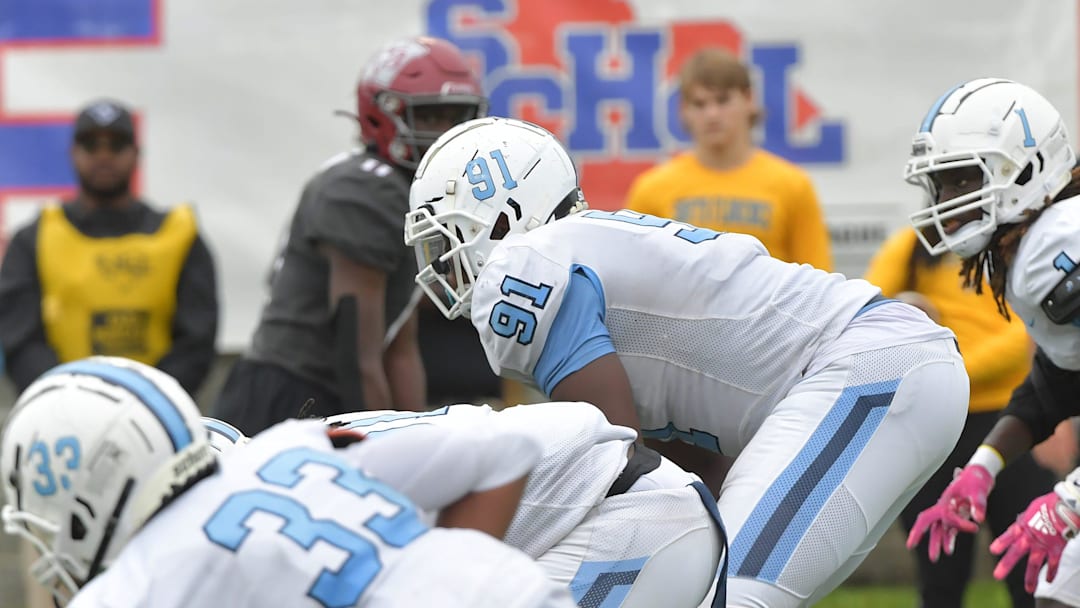 Westside (13-1) played South Florence (14-0) for the high school AAAA State Championship. The game was played on Dec. 2, 2023 at South Carolina State University in Orangeburg. Westside won the game 34-32. South Florence's Amare Adams (91) on the field.