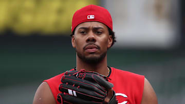 Cincinnati Reds pitcher Hunter Greene (21) on the field