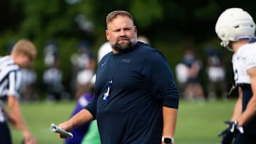 Penn State offensive coordinator Andy Kotelnicki during a practice session outside Holuba Hall on Saturday, August 2, 2025, in State College.