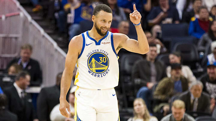 Oct 8, 2025; San Francisco, California, USA; Golden State Warriors guard Stephen Curry (30) gestures during the second quarter against the Portland Trail Blazers at Chase Center. Mandatory Credit: John Hefti-Imagn Images Oct 8, 2025; San Francisco, California, USA; Golden State Warriors guard Stephen Curry (30) gestures during the second quarter against the Portland Trail Blazers at Chase Center. Mandatory Credit: John Hefti-Imagn Images