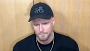 Porzingis speaks to reporters following the Boston Celtics' loss to the New York Knicks