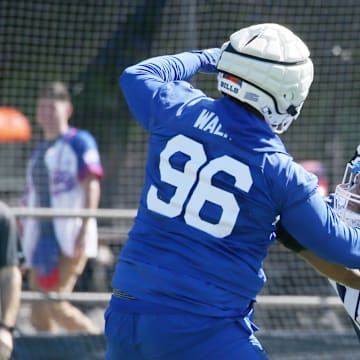 defensive linemen T.J. Sanders and Deone Walker during practice at training camp
