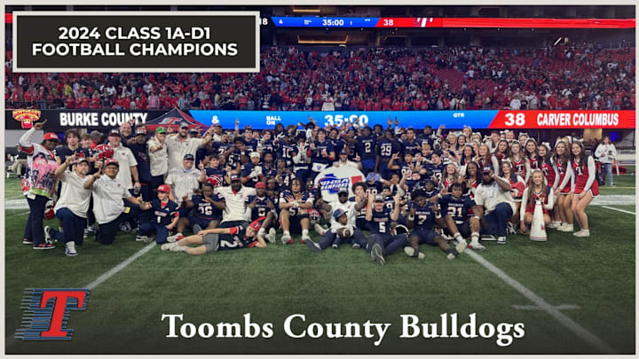 Toombs County poses for a team photo after winning the Class A Division 1 state championship Tuesday afternoon. /GHSA Toombs County poses for a team photo after winning the Class A Division 1 state championship Tuesday afternoon. /GHSA