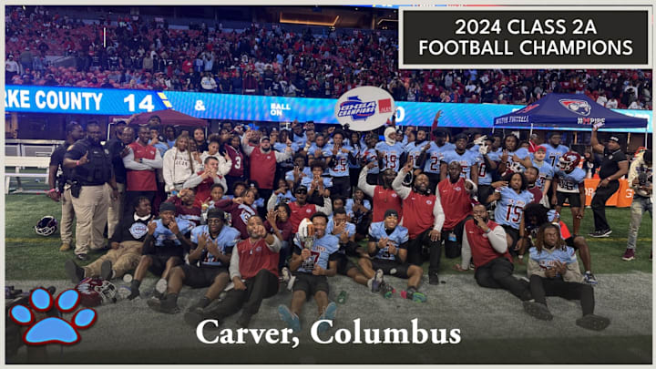 The Carver-Columbus Tigers won the Class 2A state championship in dominating fashion, defeating Burke County 52-14. /GHSA The Carver-Columbus Tigers won the Class 2A state championship in dominating fashion, defeating Burke County 52-14. /GHSA