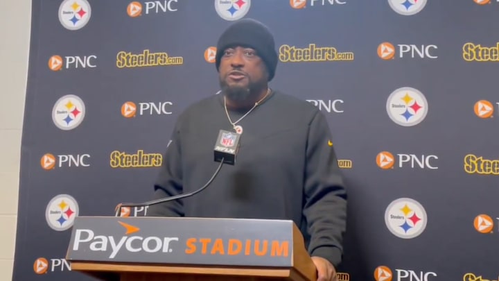 Pittsburgh Steelers HC Mike Tomlin speaks to reporters after game against the Cincinnati Bengals on Dec. 1, 2024.