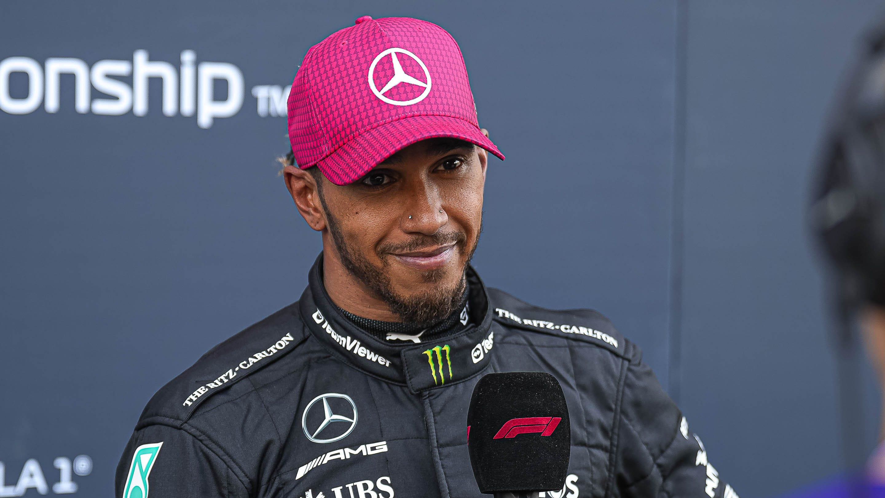 Mercedes AMG Petronas driver Lewis Hamilton is interviewed after qualifying at Circuit of Americas