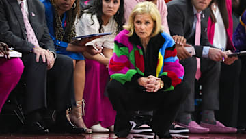 LSU head coach Kim Mulkey watches from the sideline during the game against the Texas Longhorns at the Moody Center on Sunday, Feb. 16, 2025.