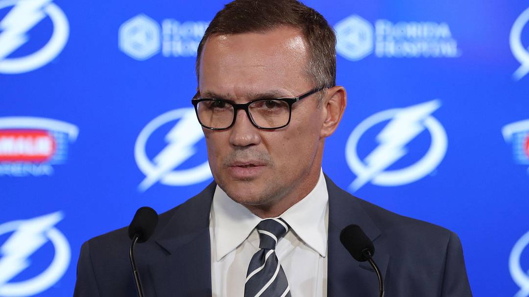 Feb 26, 2018; Tampa, FL, USA; Tampa Bay Lightning general manager Steve Yzerman speaks prior to a game against the Toronto Maple Leafs  at Amalie Arena. Mandatory Credit: Kim Klement-Imagn Images