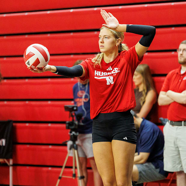 Nebraska volleyball opposite hitter Allie Sczech at practice ahead of the 2025 season.