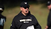 Vanderbilt Commodores Offensive Coordinator Tim Beck overseas the offense at practice Wednesday, July 31, 2024.