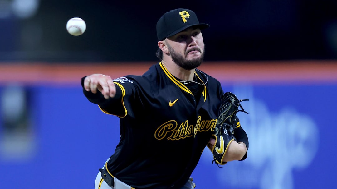 May 12, 2025; New York City, New York, USA; Pittsburgh Pirates starting pitcher Paul Skenes (30) pitches against the New York Mets during the third inning at Citi Field. Mandatory Credit: Brad Penner-Imagn Images