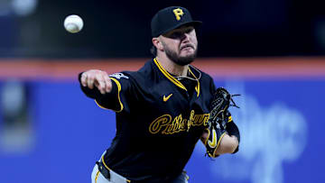 May 12, 2025; New York City, New York, USA; Pittsburgh Pirates starting pitcher Paul Skenes (30) pitches against the New York Mets during the third inning at Citi Field. Mandatory Credit: Brad Penner-Imagn Images