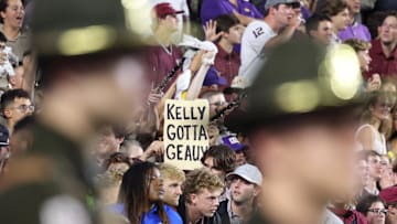 Oct 25, 2025; Baton Rouge, Louisiana, USA; A fan of the Louisiana State Tigers holds a sign after losing to the Texas A&M Aggies at Tiger Stadium. Mandatory Credit: Stephen Lew-Imagn Images