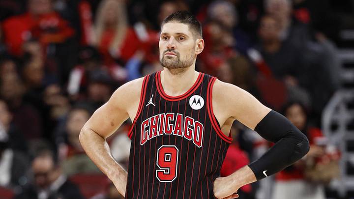Dec 7, 2025; Chicago, Illinois, USA; Chicago Bulls center Nikola Vucevic (9) stands on the court during the second half at United Center. Mandatory Credit: Kamil Krzaczynski-Imagn Images