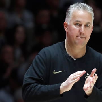 Purdue Boilermakers coach Matt Painter reacts to a play 