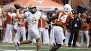 Nov 1, 2025; Austin, Texas, USA; Vanderbilt Commodores quarterback Diego Pavia (2) throws a pass during the first half against the Texas Longhorns at Darrell K Royal-Texas Memorial Stadium. Mandatory Credit: Scott Wachter-Imagn Images