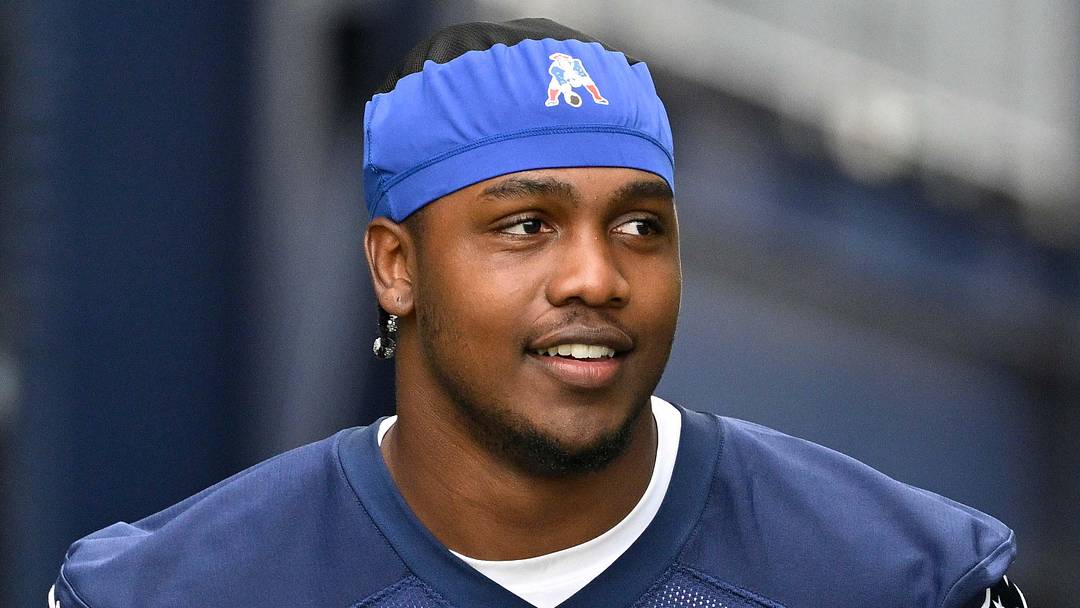 Jun 9, 2025; Foxborough, MA, USA; New England Patriots defensive end Bradyn Swinson (43) walks to the practice fields at Gillette Stadium. Mandatory Credit: Eric Canha-Imagn Images
