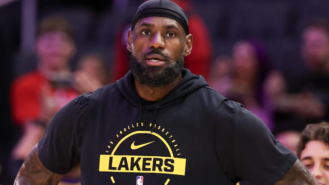 Mar 18, 2026; Houston, Texas, USA;  Los Angeles Lakers forward LeBron James (23) warms up before playing against the Houston Rockets at Toyota Center. Mandatory Credit: Thomas Shea-Imagn Images