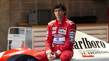 SENNA. (L to R) Gabriel Leone as Ayrton Senna in Senna