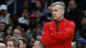 Apr 12, 2024; Washington, District of Columbia, USA; Chicago Bulls head coach Billy Donovan looks on from the bench against the Washington Wizards in the first half at Capital One Arena.