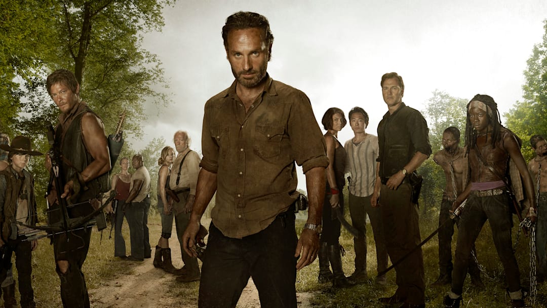 (L to R) Carl Grimes (Chandler Riggs); Daryl Dixon (Norman Reedus); Carol (Melissa Suzanne McBride); T-Dog (Robert 'IronE' Singleton); Beth Greene (Emily Kinney); Hershel Greene (Scott Wilson); Rick Grimes (Andrew Lincoln); Maggie Greene (Lauren Cohan); Glenn (Steven Yeun); The Governor (David Morrissey); Michonne (Danai Gurira) - The Walking Dead Season 3, Gallery