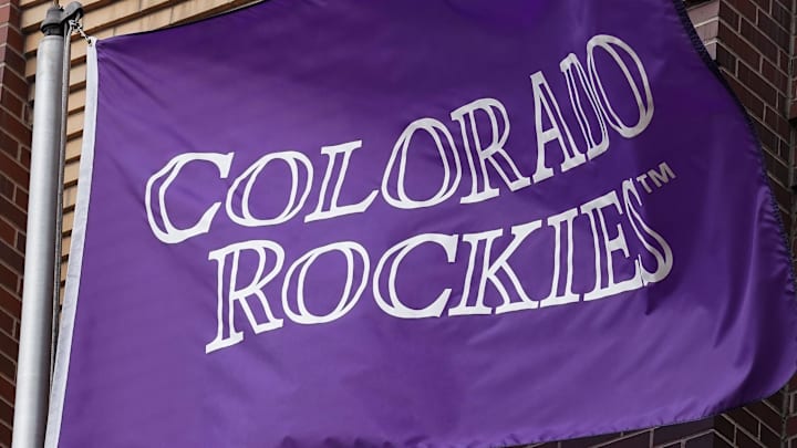 Apr 7, 2018; Denver, CO, USA; A general view of a Colorado Rockies flag before a game against the Atlanta Braves at Coors Field. Mandatory Credit: Troy Babbitt-Imagn Images

