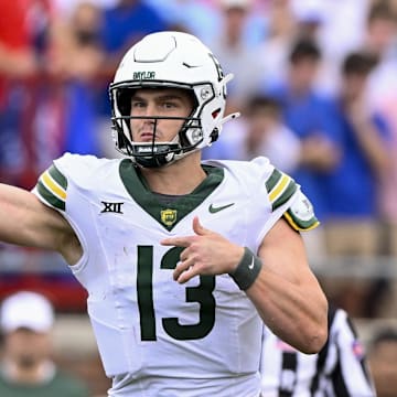 Bears quarterback Sawyer Robertson completed 68% of his passes for 440 yards in Saturday’s 48–45 double-overtime win over SMU.