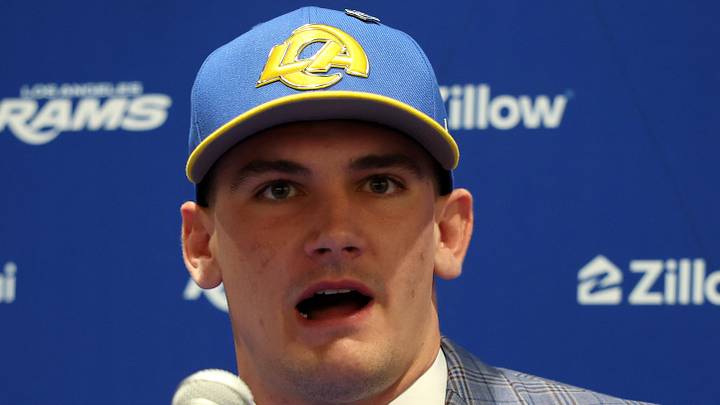 Los Angeles Rams first-round draft pick Ty Simpson. Mandatory Credit: Kiyoshi Mio-Imagn Images