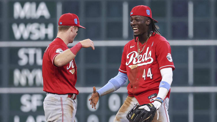 Jun 18, 2023; Houston, Texas, USA; Cincinnati Reds shortstop Elly De La Cruz (44) celebrates with