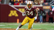 Nov 12, 2022; Minneapolis, Minnesota, USA; Minnesota Golden Gophers running back Mohamed Ibrahim (24) runs the ball against the Northwestern Wildcatsduring the second quarter at Huntington Bank Stadium.