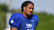Offensive lineman Pepe Keenyi (#71) during practice on Friday, Aug. 2, 2024 on IMG Academy Football Media Day in Bradenton, Florida.