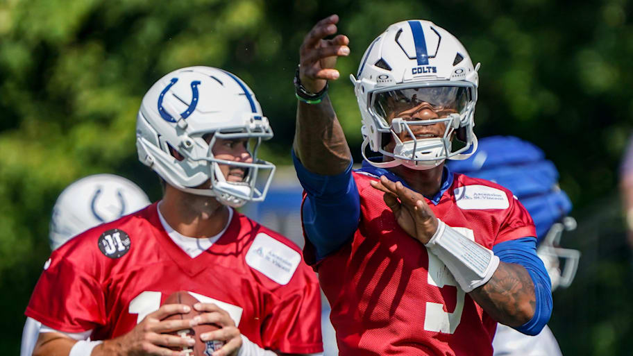 The Colts still have not named a starting quarterback between Daniel Jones and Anthony Richardson. | Michelle Pemberton/IndyStar / USA TODAY NETWORK via Imagn Images