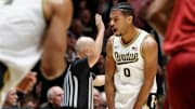 Purdue Boilermakers guard C.J. Cox reacts after scoring against the Alabama Crimson Tide.