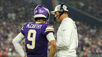 Minnesota Vikings quarterback J.J. McCarthy and head coach Kevin O'Connell