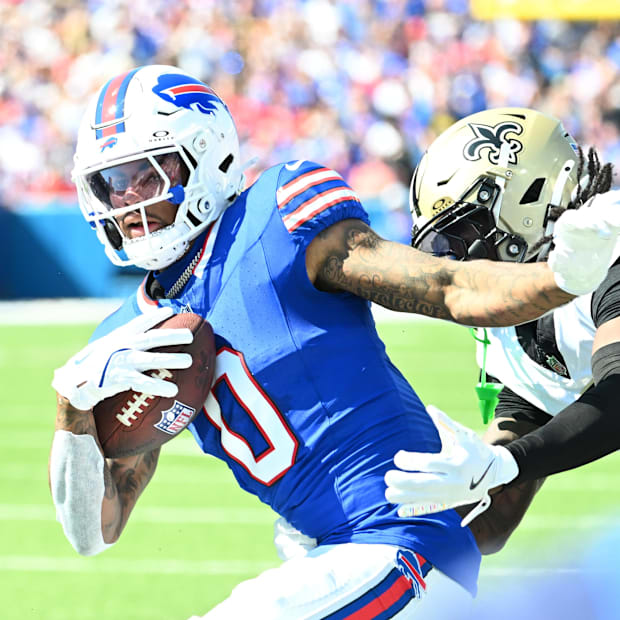 Keon Coleman after the catch