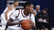 Gonzaga Bulldogs guard Joel Ayayi (11) gets a rebound during a game against the St. Mary's Gaels in the first half at McCarthey Athletic Center. 