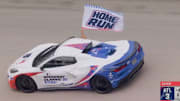 A "home run car" is seen driving at the Bristol Motor Speedway after Braves' Eli White hits a home run.