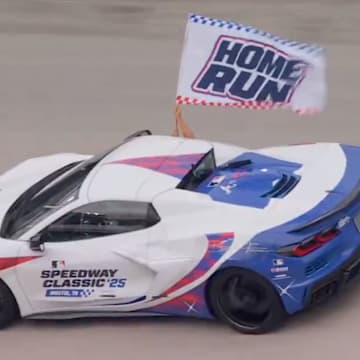 A "home run car" is seen driving at the Bristol Motor Speedway after Braves' Eli White hits a home run.
