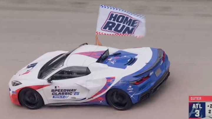 A "home run car" is seen driving at the Bristol Motor Speedway after Braves' Eli White hits a home run. A "home run car" is seen driving at the Bristol Motor Speedway after Braves' Eli White hits a home run.