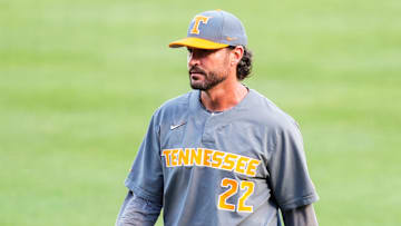 Tennessee head coach Tony Vitello during game one of the NCAA baseball tournament Fayetteville Super Regional between Tennessee and Arkansas held at Baum-Walker Stadium on Saturday, June 7, 2025.