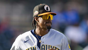 Oct 22, 2022; Phoenix, Arizona, USA; Milwaukee Brewers outfielder Je'Von Ward plays for the Glendale Desert Dogs during an Arizona Fall League baseball game at Phoenix Municipal Stadium. Mandatory Credit: Mark J. Rebilas-Imagn Images