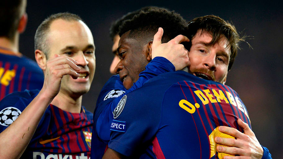 Ousmane Dembele, Lionel Messi, Andres Iniesta.