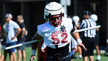 The USC football team held their first preseason football practice at the USC practice fields on Aug. 5, 2022. The team's head coach is Shane Beamer. Stone Blanton (52) on the field.

Spa Usc First 2022 Football Practice08