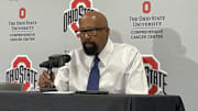 Indiana coach Mike Woodson speaks to the media after the Hoosiers earned a 77-76 overtime victory at Value City Arena in Columbus, Ohio on Jan. 17, 2025.