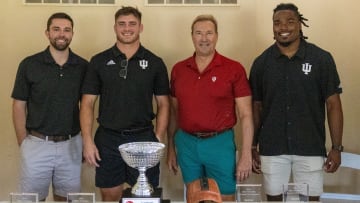 Sports Illustrated Indiana's Jack Ankony (left) pictured with former Indiana Hoosier linebackers Micah McFadden (left, middle), Terry Tallen (right, middle) and Aaron Casey (right) at Stone Crest Golf Course in Bedford, Ind. 