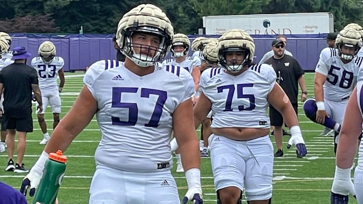 Enokk Vimahi (57) became a starting guard for the UW after leaving Ohio State.